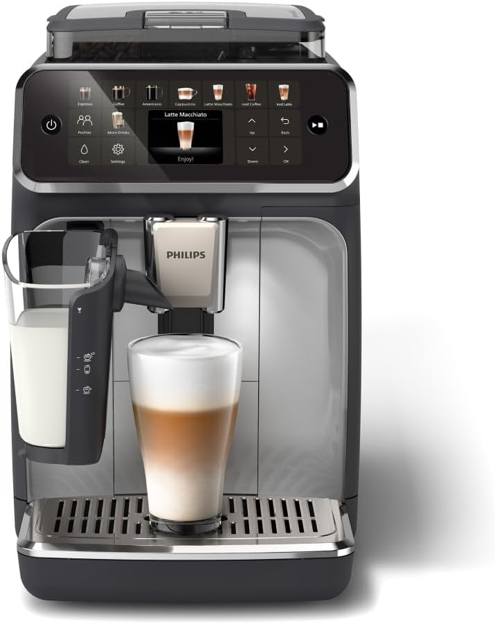 Philips 5500 Series EP5546/70 – Fully Automatic Espresso Machine with LatteGo, SilentBrew, QuickStart & 20 Hot & Iced Beverages (Black/Silver)