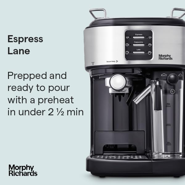 Morphy Richards Traditional Pump Espresso Machine & Automatic Milk Frother – 15 Bar Pressure - Image 14