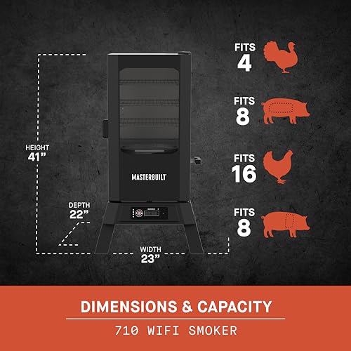 Masterbuilt 30-Inch Digital Electric Vertical Smoker – 710 Sq In Cooking Area, Side Wood Chip Loader, Digital Controls, Chrome Racks & Leg Kit – Model MB20070421, Black - Image 15