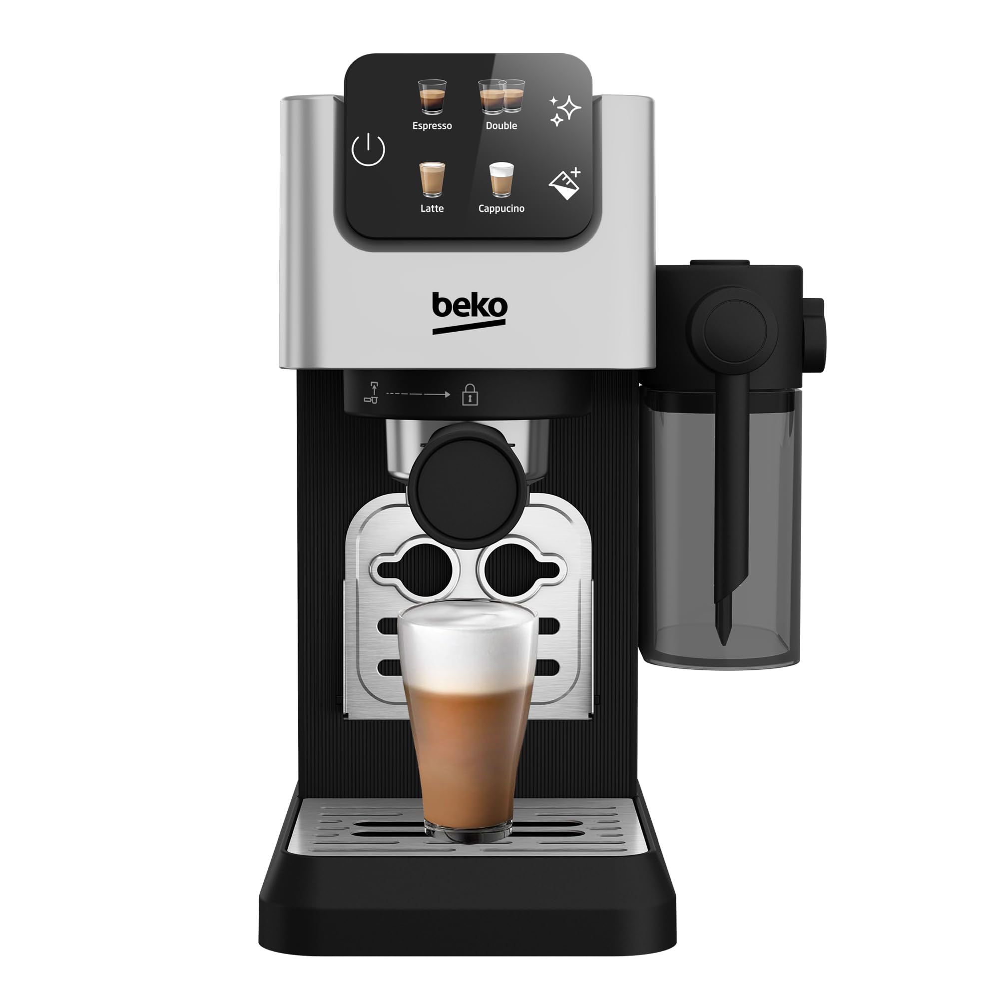 Beko CaffeExperto CEP5304X – Semi-Automatic Espresso Machine with Colour Touch Display & Integrated Milk Jug, Dual Nozzle, 15-Bar, Silver - Image 2