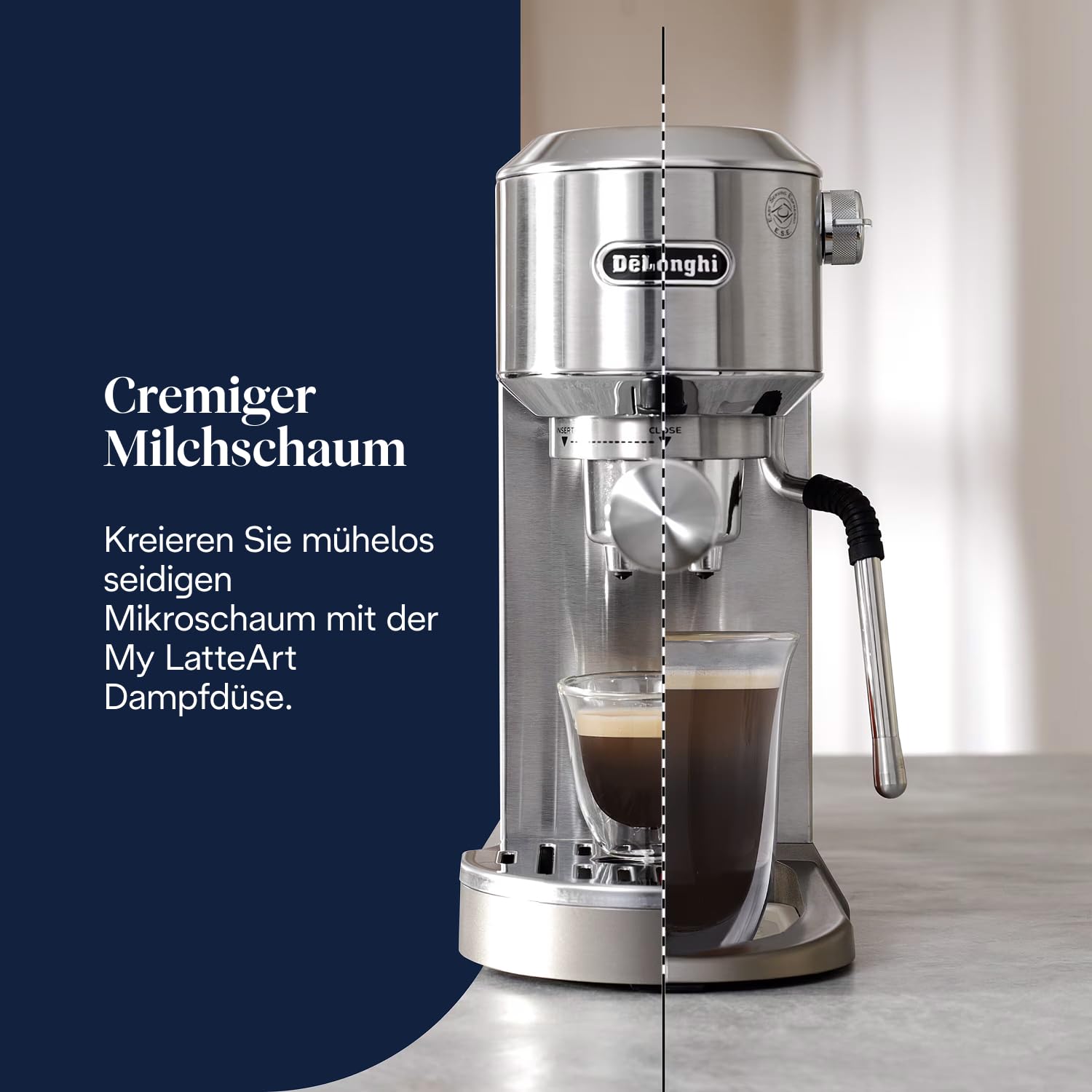 De'Longhi Dedica Style EC685.M Espresso Machine – Slim 15 cm Design, Milk Frother, 15-Bar Pressure, 1L Water Tank, Compatible with Ground Coffee & ESE Pods, Stainless Steel - Image 52