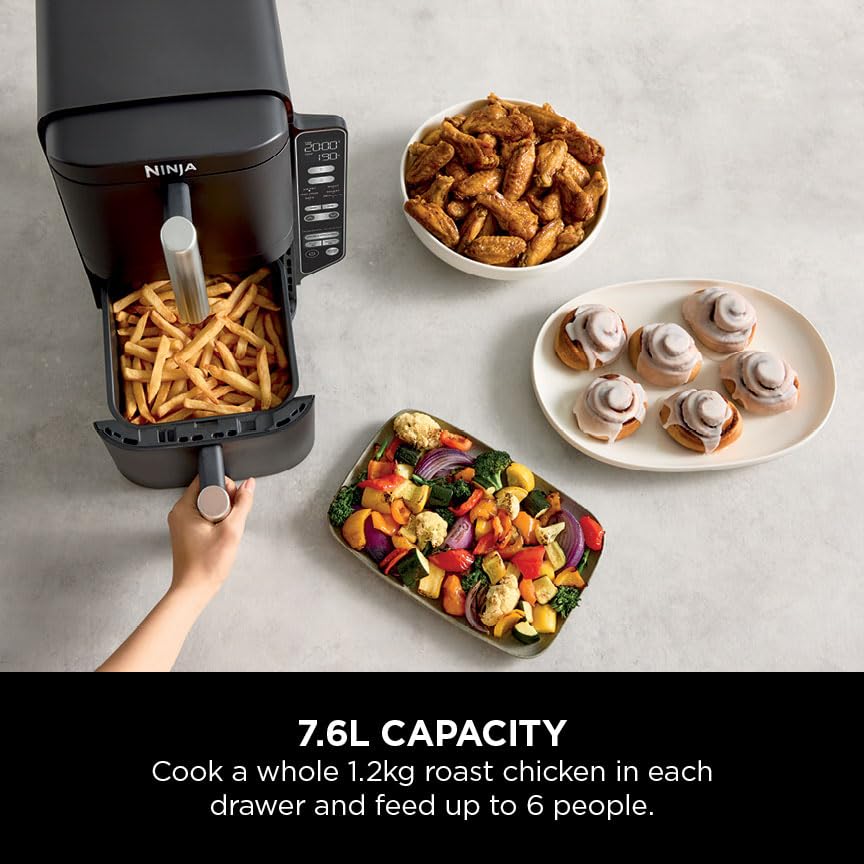 Ninja SL300UK Double Stack Air Fryer - Vertical Dual Zone, 7.6L, 2 Drawers & Racks, 6 Cooking Functions, Space Saving Design, Black - Image 16