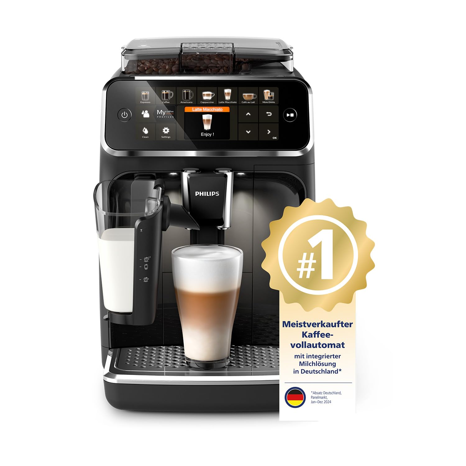Philips Series 5400 LatteGo Fully Automatic Coffee Machine – 12 Drinks, TFT Touch Display, Built-in Grinder, EP5441/50 Black - Image 2