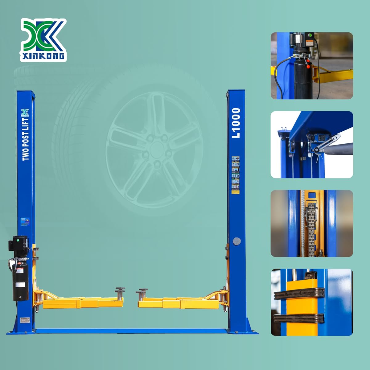 XK L1000 2-Post Car Lift – 10,000 lbs / 4,536 kg Capacity, 220V Auto Hydraulic Truck Hoist with 3-Year Parts Warranty - Image 28