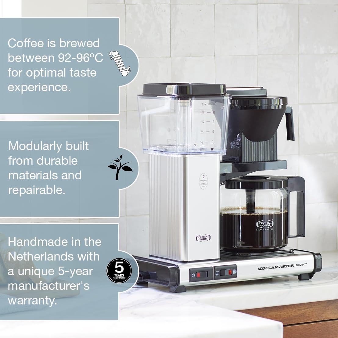 Moccamaster KBG Select Drip Coffee Maker – 1.25 L, Quantity Selector, UK Plug, Off-White - Image 87
