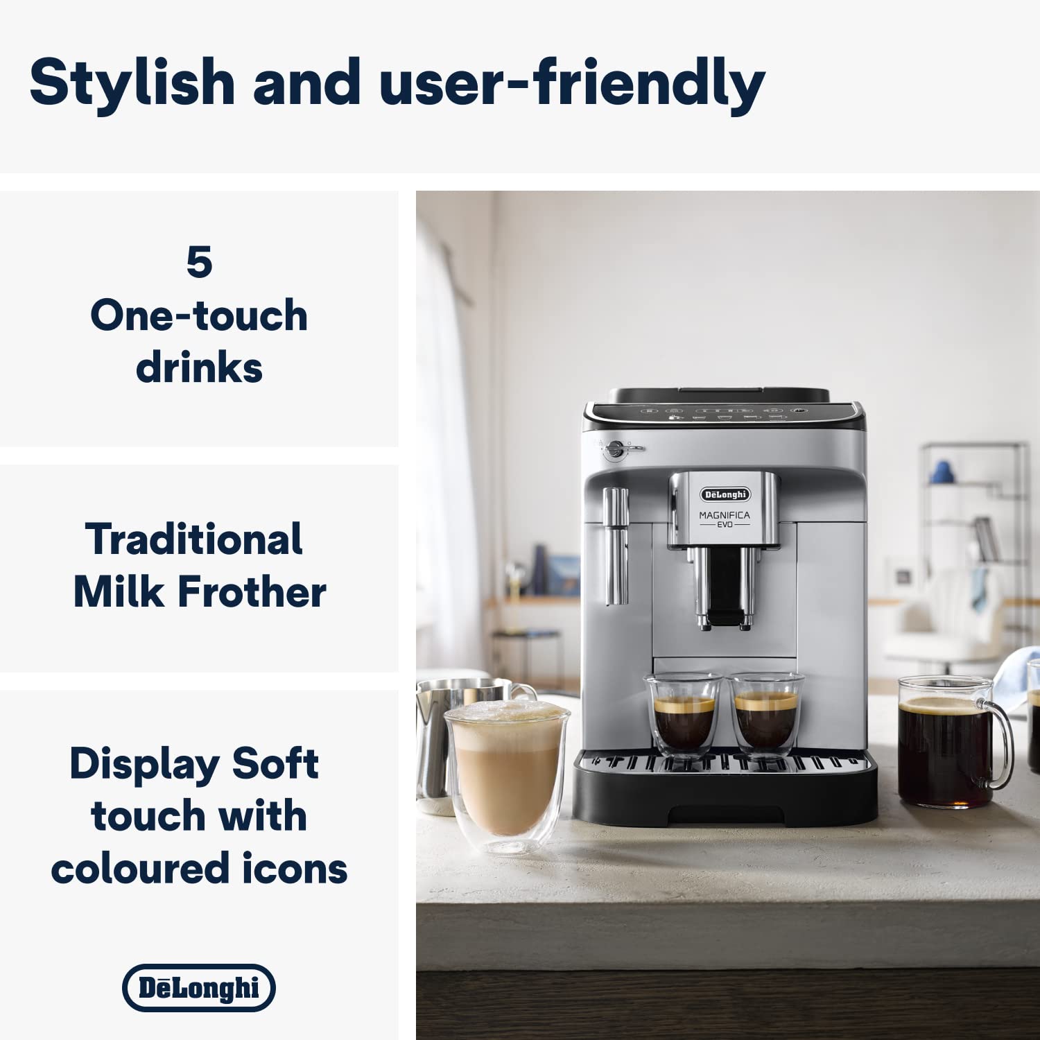 De’Longhi Magnifica Evo ECAM292.33.SB – Bean-to-Cup Coffee & Cappuccino Maker with LatteCrema System, Silver - Image 2