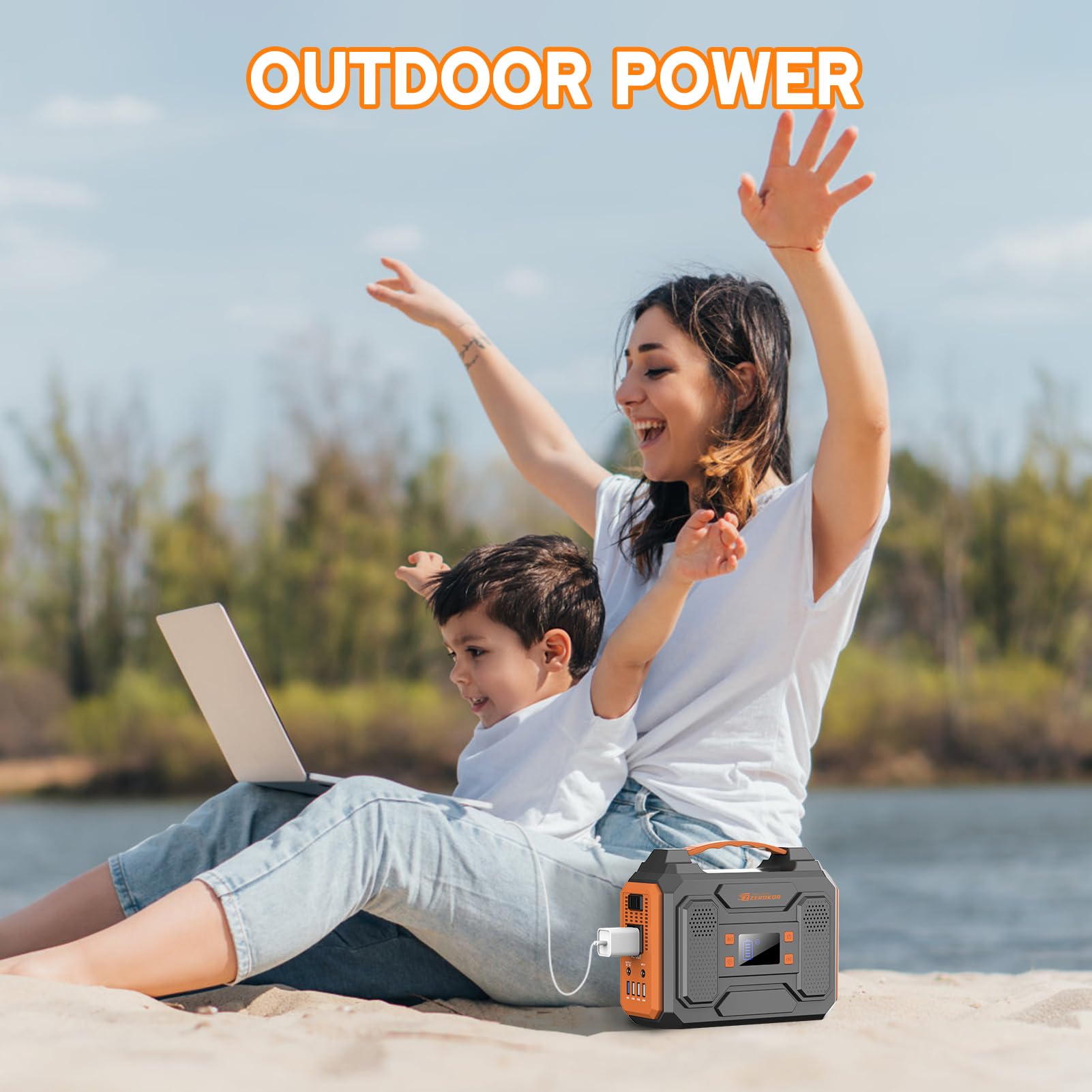 ZeroKor 300W Portable Solar Generator with 60W Foldable Panel – 280Wh Lithium Battery Power Station – Pure Sine Wave 110V AC/DC/USB Outlets – 5.1 lbs (2.3 kg) Lightweight – for RV, Home Backup, Camping - Image 7