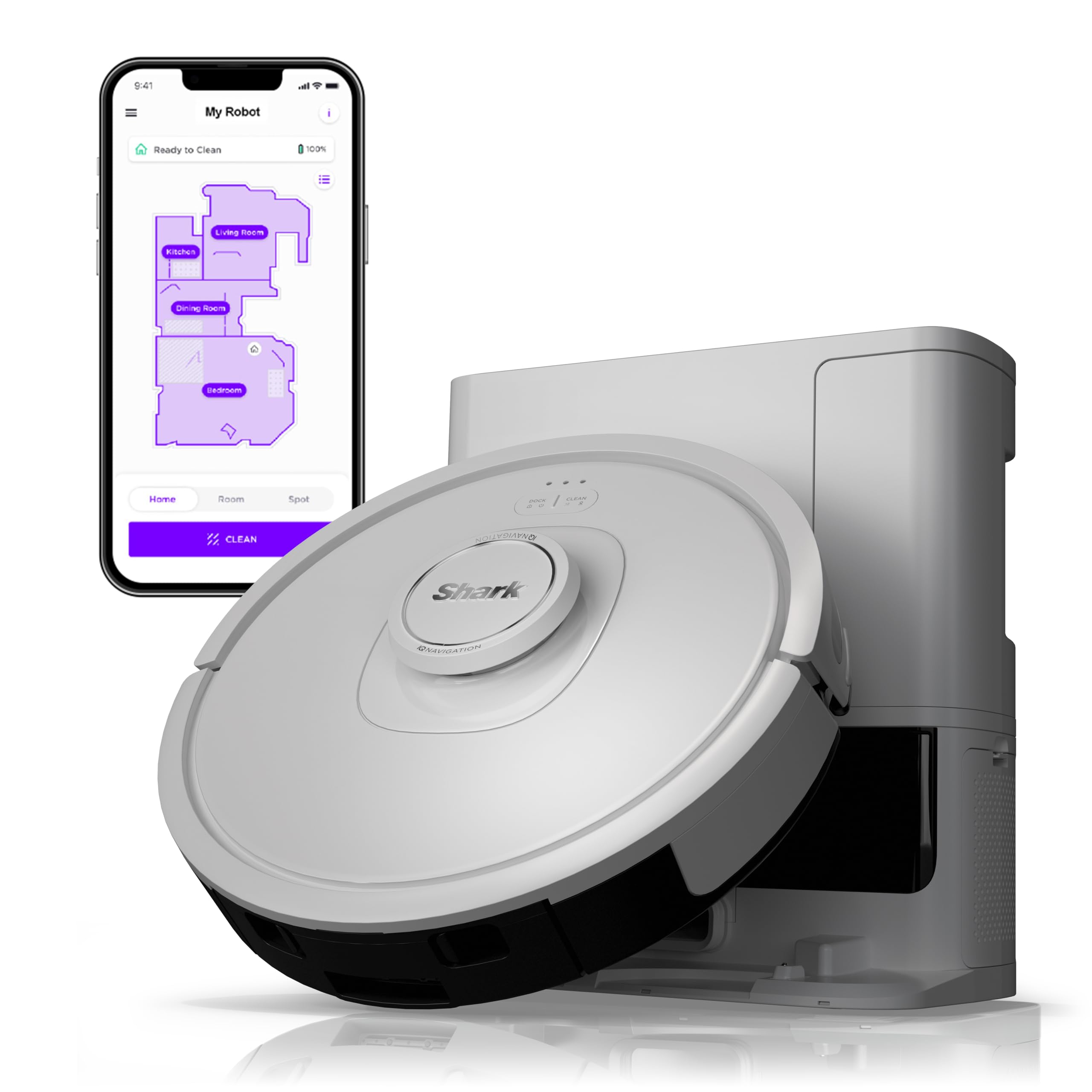 Shark AV2501S AI Ultra Robot Vacuum with HEPA Self-Empty Base, Matrix Clean Navigation, 30-Day Bagless Capacity, Smart Mapping, Voice/App Control, Perfect for Pet Hair & All Floors, Dark Grey - Image 3