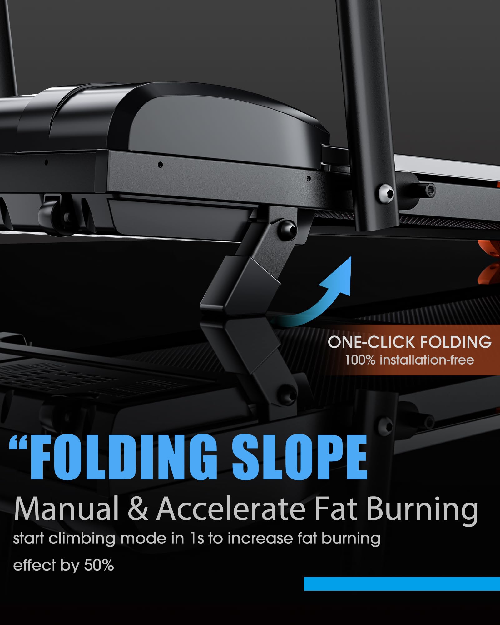 EVKRUN Under-Desk Walking Pad Treadmill – 0.6–12.5 km/h, 12 % Manual Incline, 300 lb (136 kg) Capacity, Large LED Screen, App & Remote Control (Foldable) - Image 3