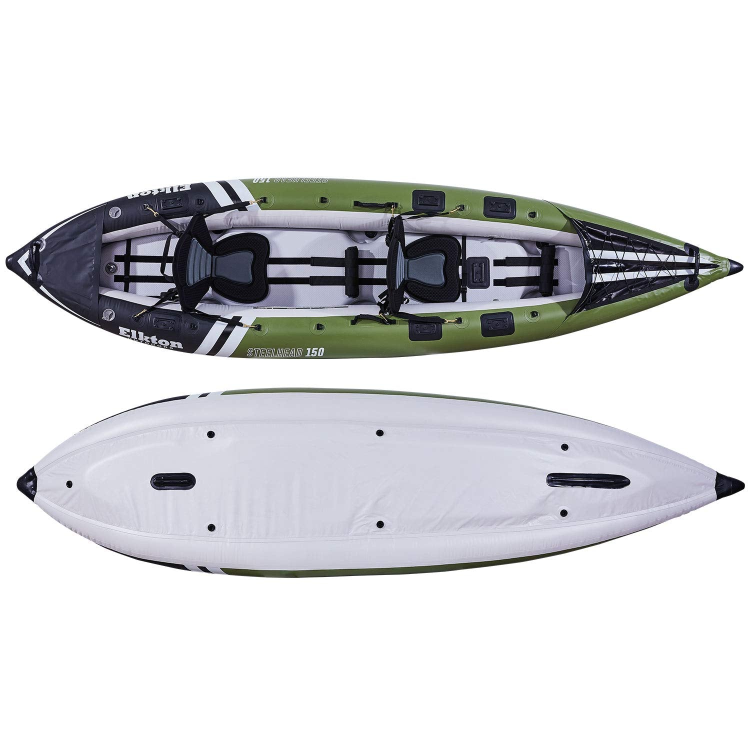 Elkton Outdoors Steelhead 130 12’6″ Inflatable Fishing Kayak – Rigid Dropstitch Floor, Tandem Kayak with Seats, Paddles & Accessories - Image 8
