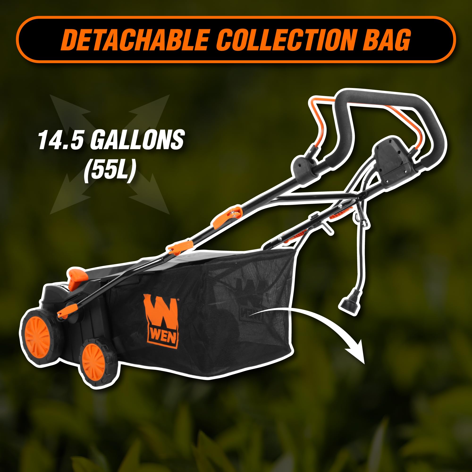 WEN 15″ (38 cm) 13-Amp Corded Dethatcher & Scarifier with 12-Gallon (45 L) Collection Bag – Model DT1315 - Image 12