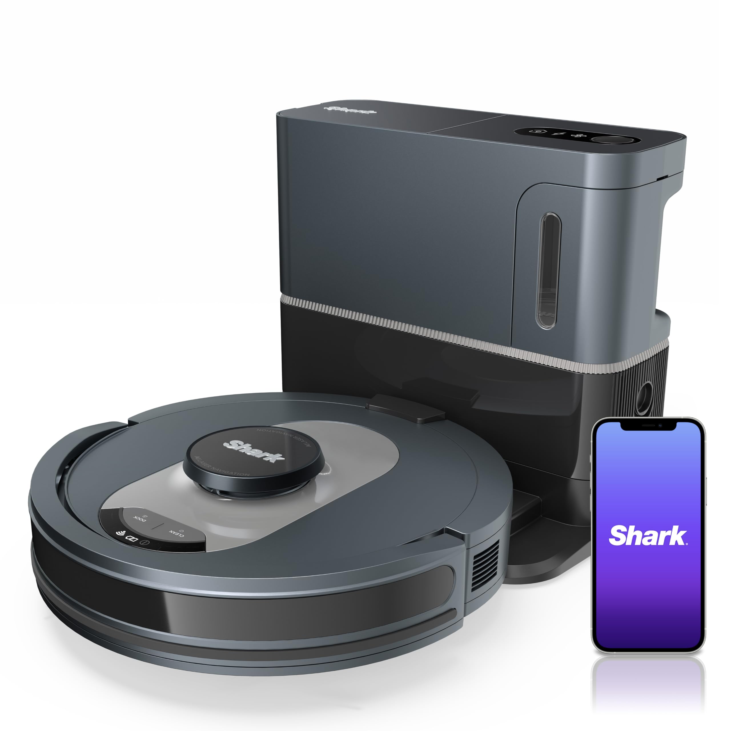 Shark UR2500SR AI Ultra Robot Vacuum with Self-Empty Base, 30-Day Bagless Capacity, LIDAR Navigation, Smart Mapping, Pet Hair Pickup, Alexa/WiFi Compatible, Black/Silver