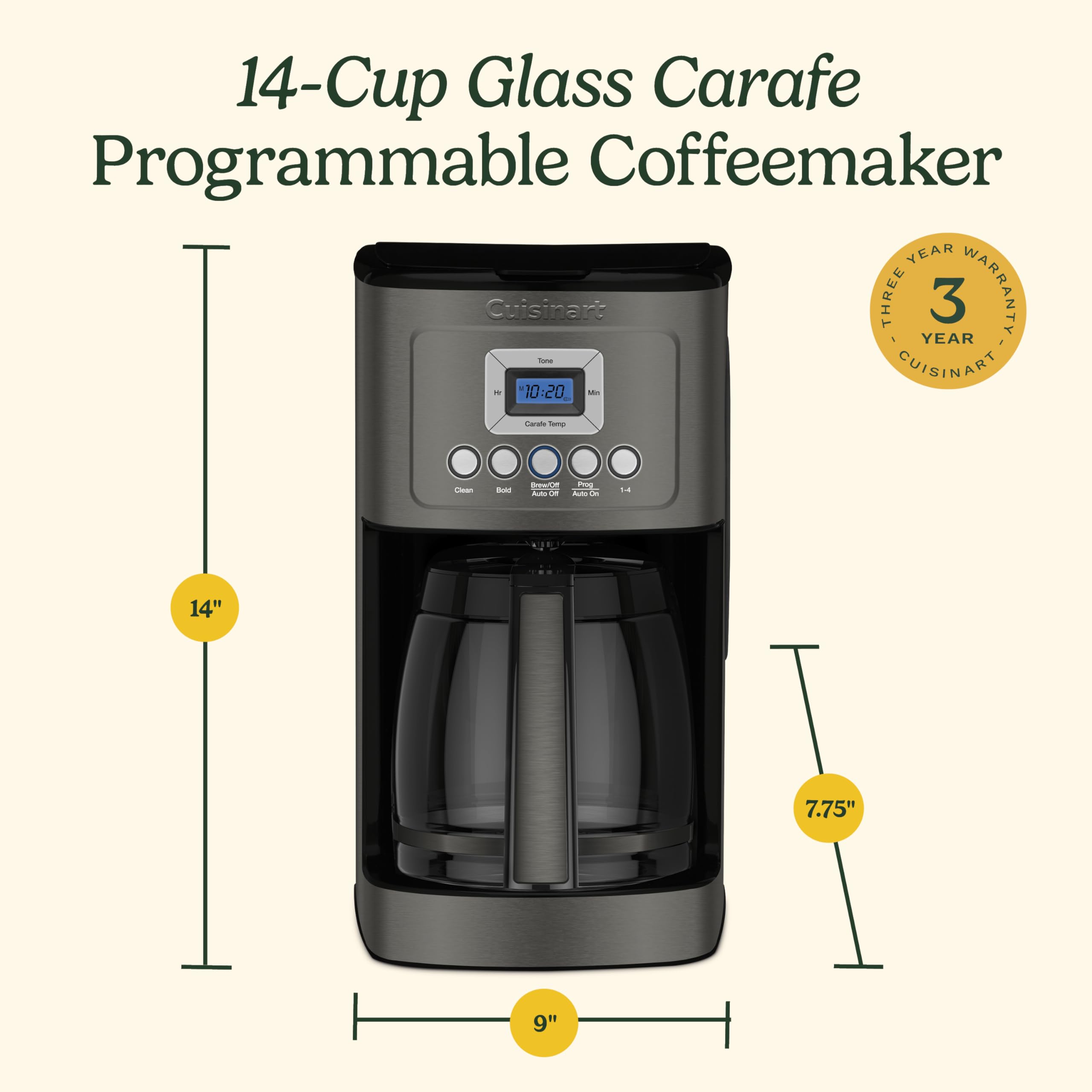 Cuisinart DCC-3200P1 14-Cup Programmable Coffee Maker – Stainless Steel Drip Machine with Brew Strength Control, Glass Carafe, 1–4 Cup Setting & Auto Shut-Off - Image 19