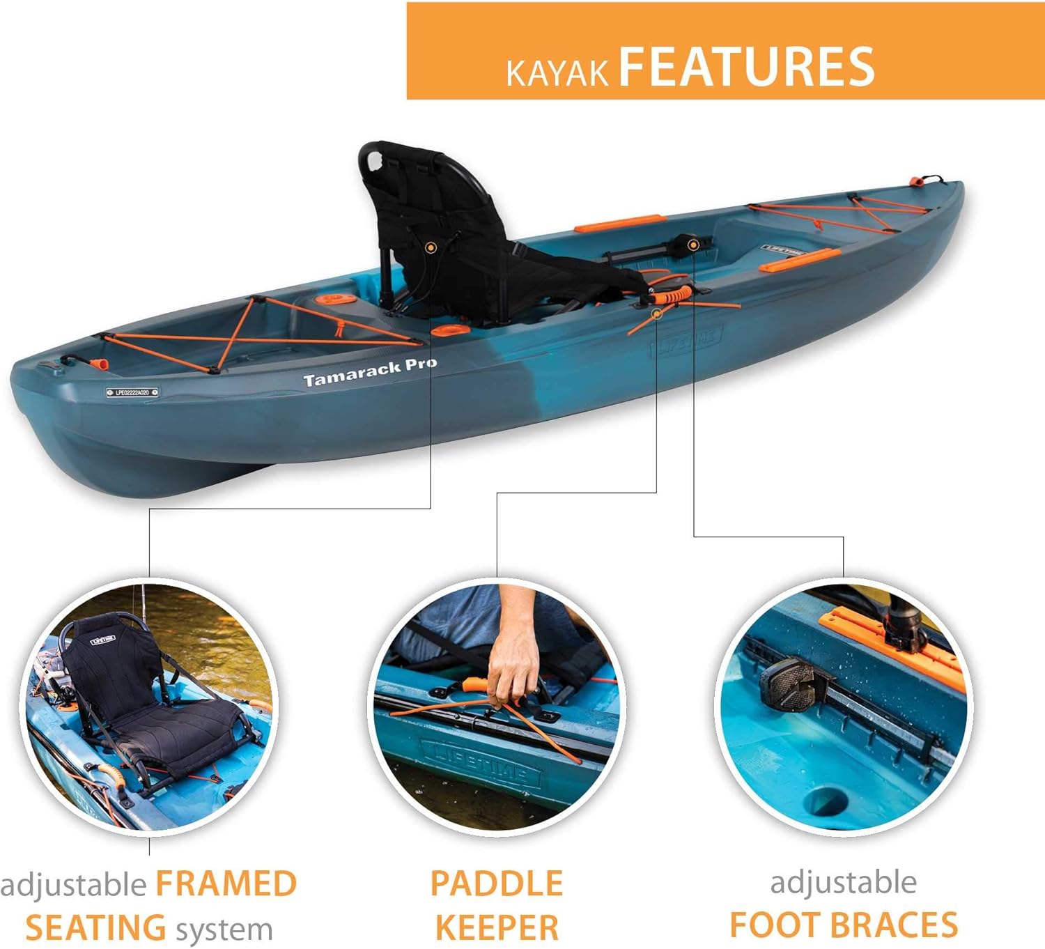 Lifetime Tamarack Pro 103 Sit-On-Top Fishing Kayak – 10 ft 3 in, Lightning Fusion, 300 lb Capacity - Image 4