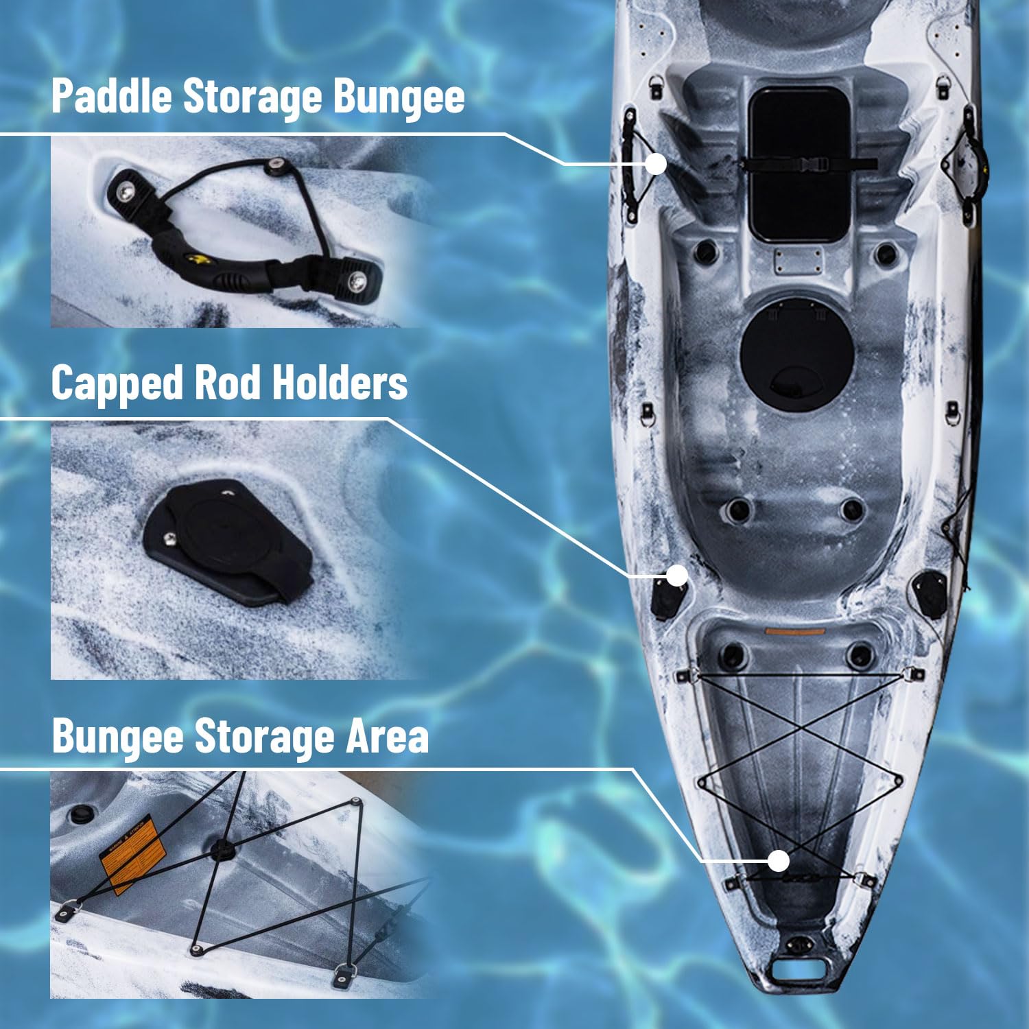 Garvee 12.4 ft Sit-On-Top Kayak – 2-Person HDPE Fishing Kayak, 661 lb Capacity with Accessories - Image 5