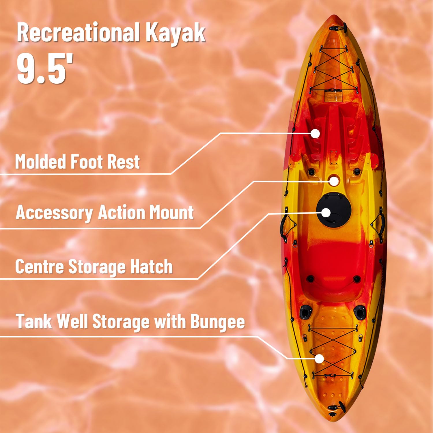 Garvee 12.4 ft Sit-On-Top Kayak – 2-Person HDPE Fishing Kayak, 661 lb Capacity with Accessories - Image 9