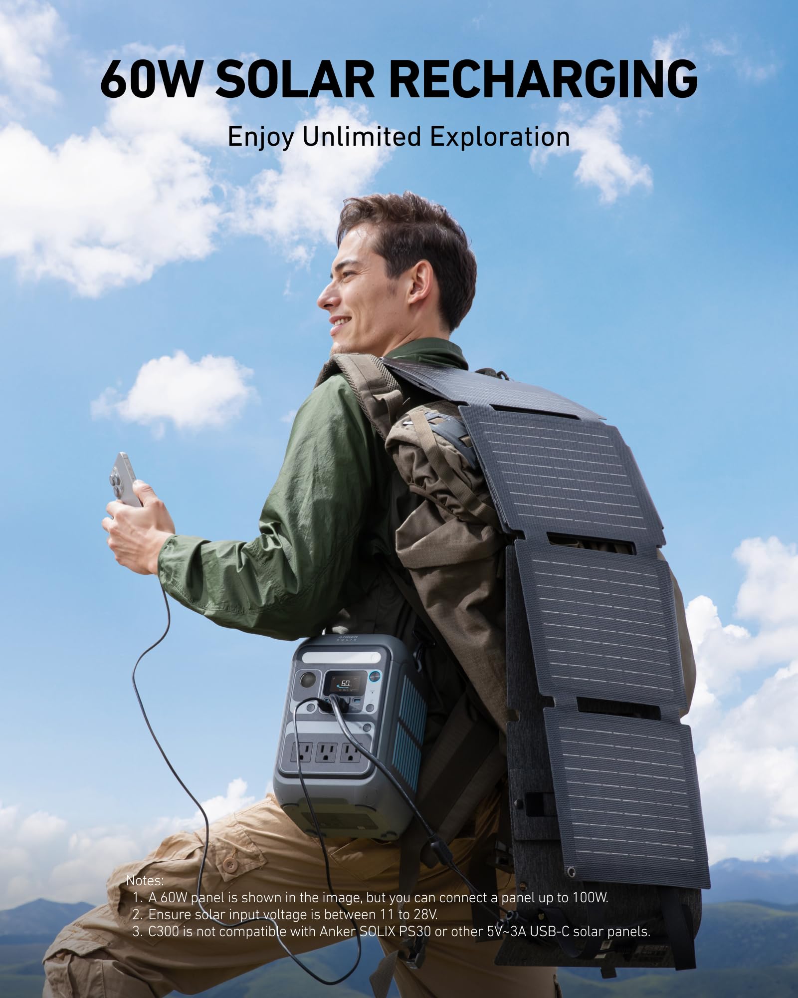 Anker SOLIX C300 Portable Power Station – 288 Wh LiFePO₄, 300 W (600 W Surge), 140 W Two-Way Fast Charge, 8-Port Solar Generator for Camping & Emergencies - Image 6