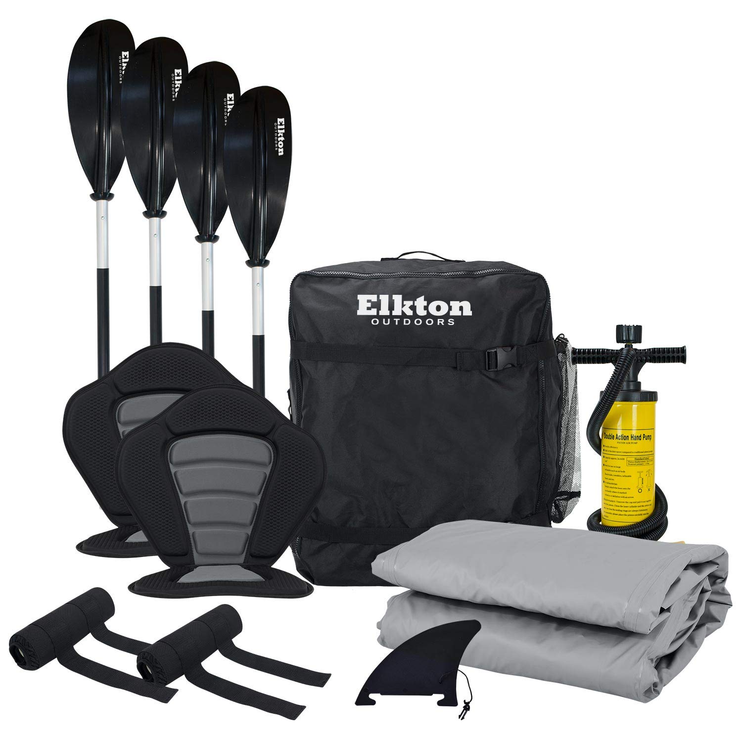 Elkton Outdoors Steelhead 130 12’6″ Inflatable Fishing Kayak – Rigid Dropstitch Floor, Tandem Kayak with Seats, Paddles & Accessories - Image 9