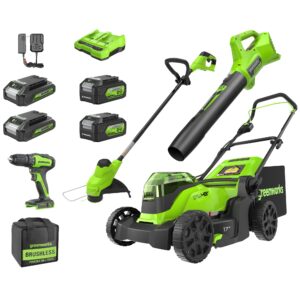 Greenworks 48V Brushless Cordless Push Lawn Mower – 17″ (43 cm) Deck, Dual 4.0 Ah Batteries & Rapid Charger, 45 Min Runtime