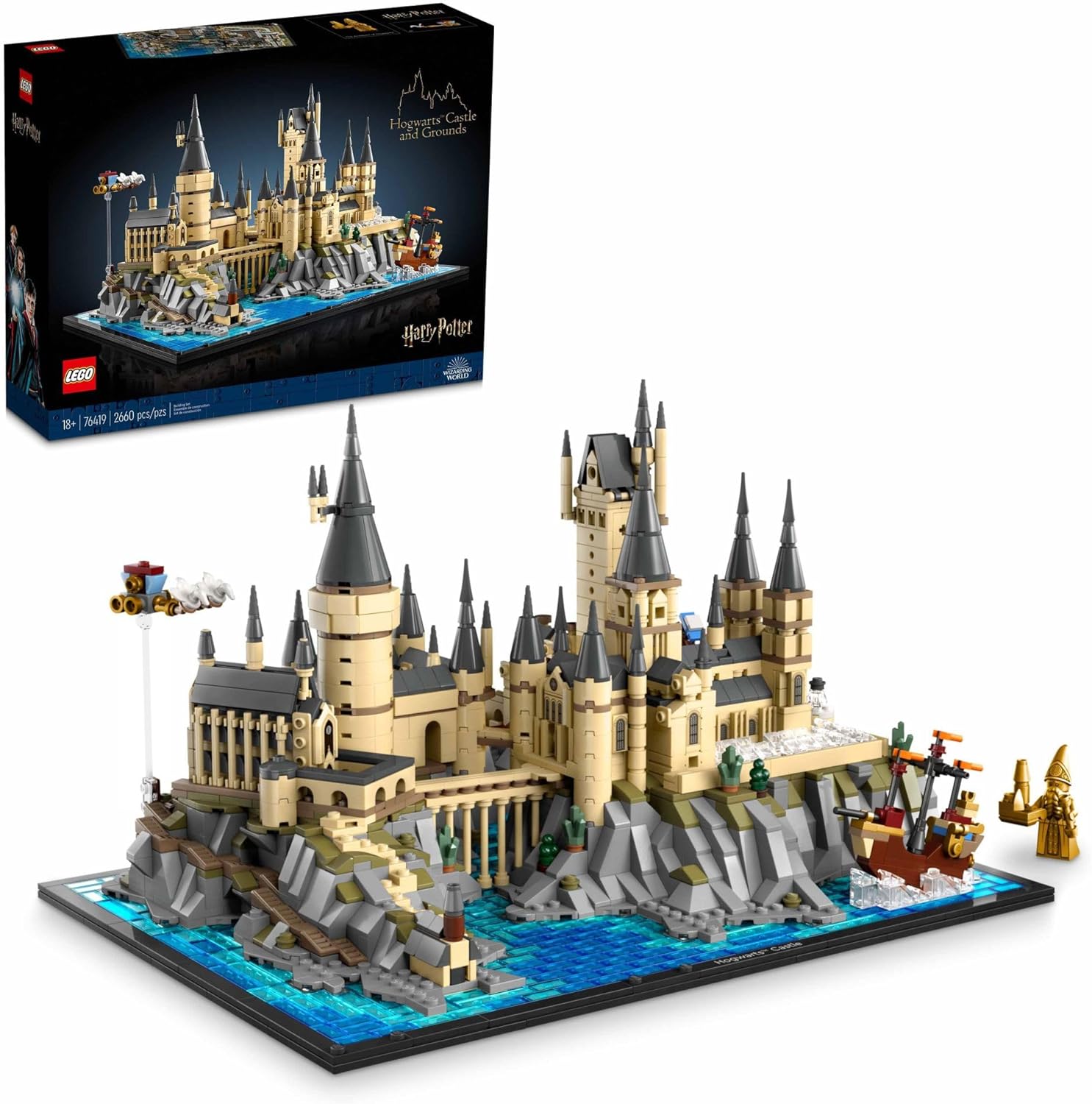 LEGO Harry Potter Hogwarts Castle and Grounds Set 76419 – Collectible Display Model Kit for Adults with 2,660 Pieces – Iconic Wizarding World Gift with Architect Minifigure