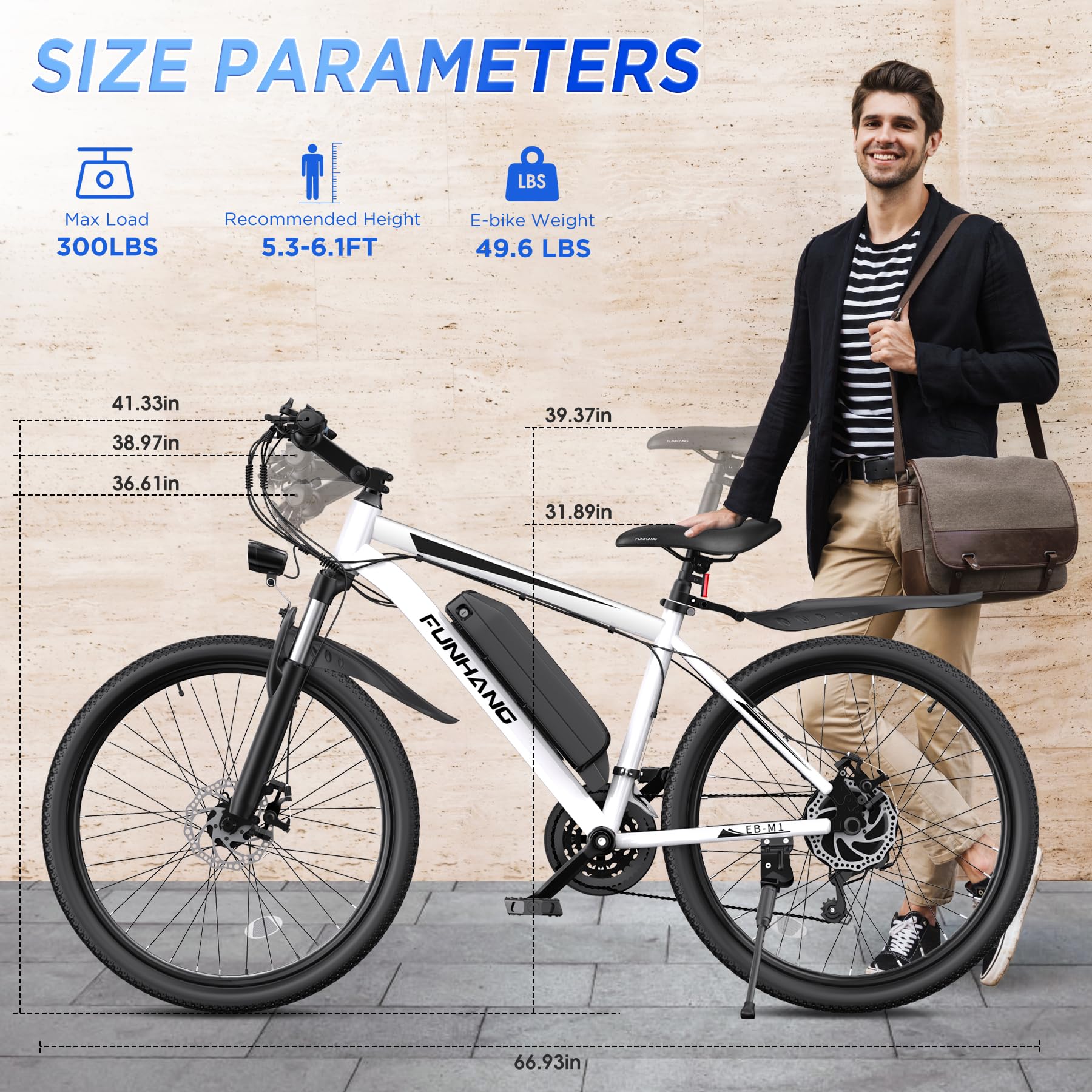 Funhang EB-M1 26″ Electric Mountain Bike – 500 W (1 000 W peak) motor, 48 V 374 Wh removable battery, 35 km h⁻¹ top-speed, up to 80 km range - Image 27