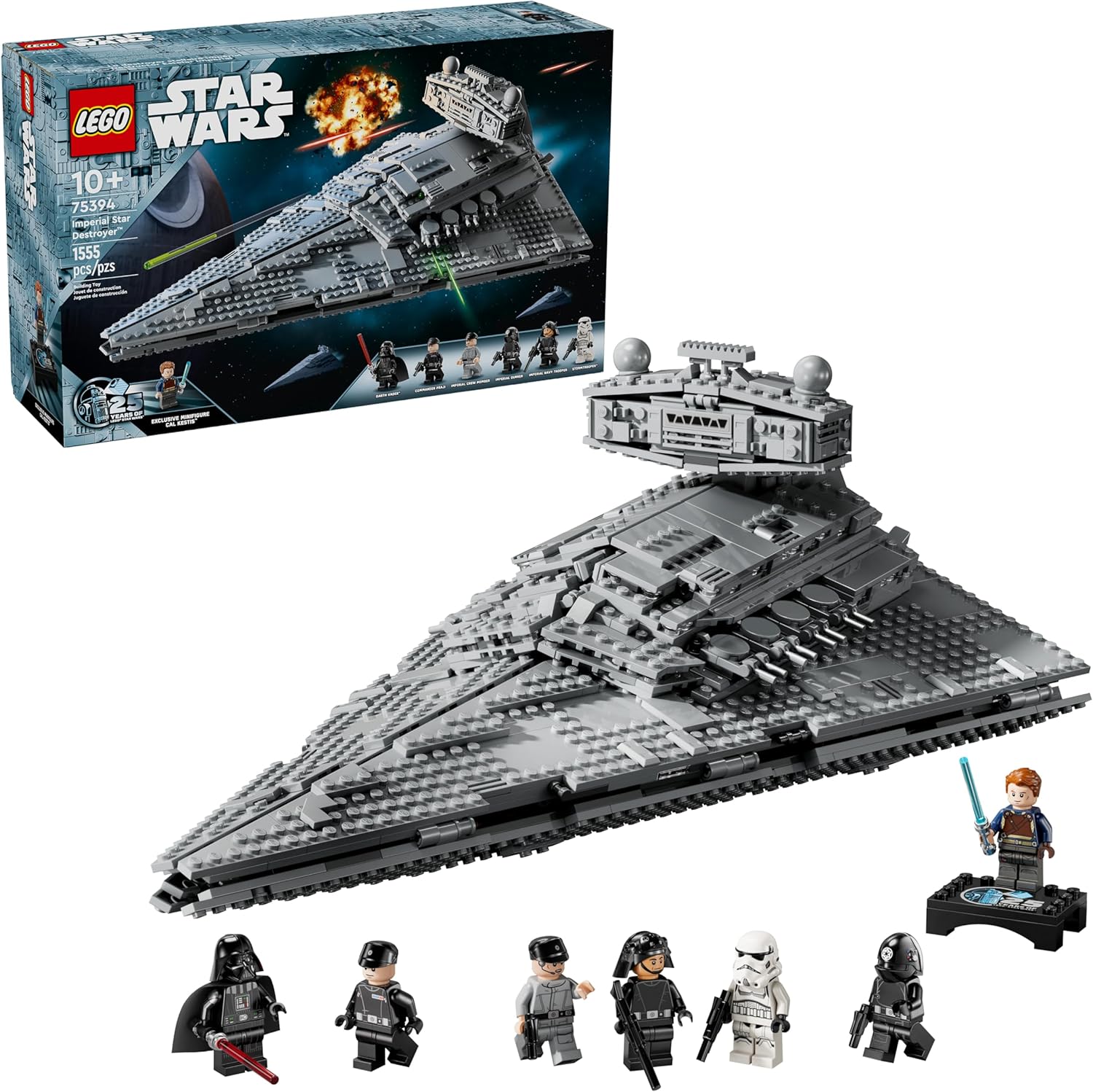 LEGO Star Wars Imperial Star Destroyer 75394 Building Set, 1,555 Pieces – Starship Model with 7 Minifigures Including Darth Vader & Cal Kestis – Birthday Gift for Kids Ages 10+