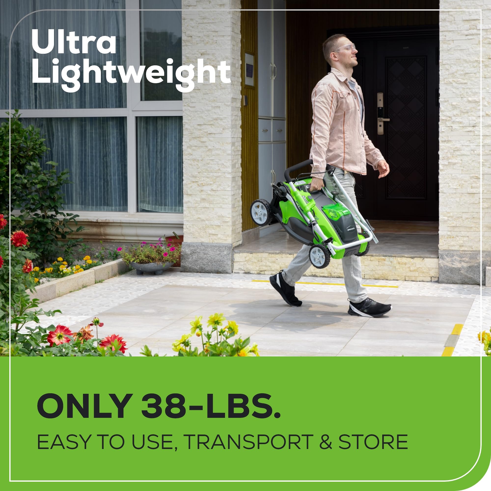 Greenworks 40V Cordless Electric Lawn Mower – 16″ (40.6 cm) Deck, 4.0 Ah Battery, 45 Min Runtime - Image 7