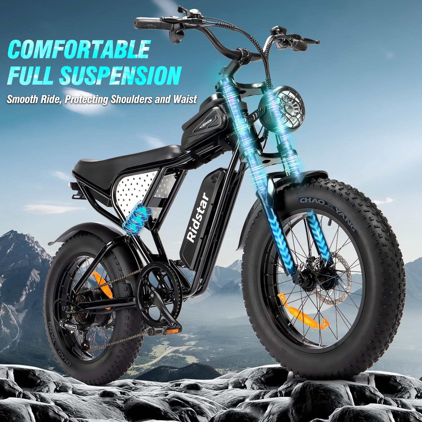 Ridstar Q20 20″ Fat-Tyre Electric Dirt Bike – Peak 1500 W motor, 48 V 15.6 Ah battery (30-75 mi range), 30 mph top-speed - Image 12
