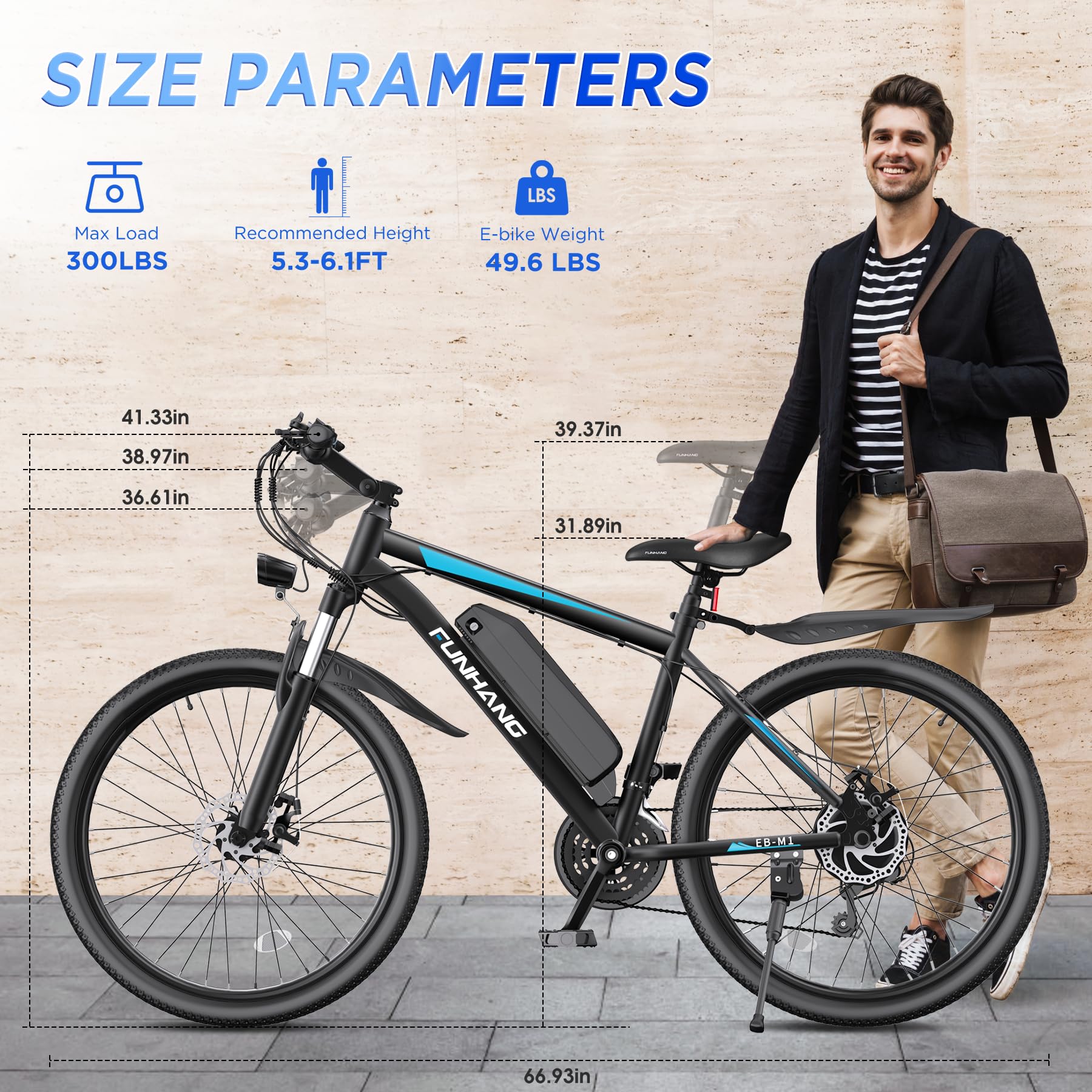 Funhang EB-M1 26″ Electric Mountain Bike – 500 W (1 000 W peak) motor, 48 V 374 Wh removable battery, 35 km h⁻¹ top-speed, up to 80 km range - Image 15