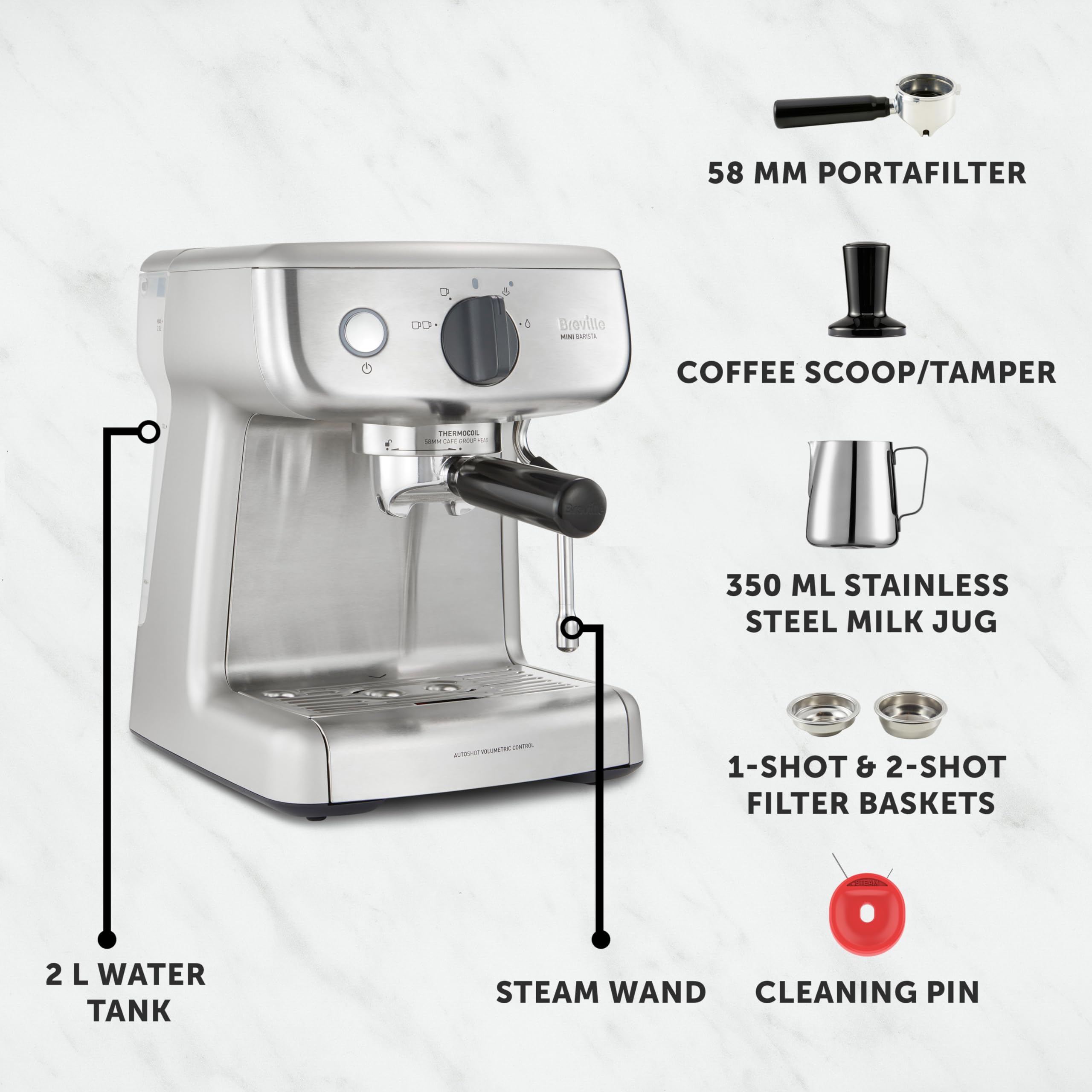 Breville Barista Max Espresso Machine – Integrated Bean Grinder, Milk Frother, 15 Bar Pump, 2.8L Tank, Stainless Steel Espresso, Latte & Cappuccino Maker - Image 15