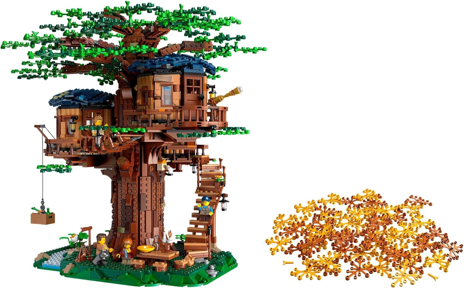 LEGO Ideas Tree House 21318 – Collectible Model Building Set for Adults & Teens, 3 Cabins with Interchangeable Leaves, Includes Minifigures, Nature Accessories & Bird Figure, 3036 Pieces - Image 5