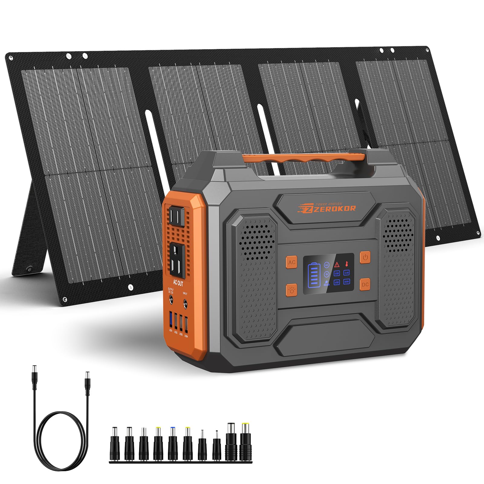 ZeroKor 300W Portable Solar Generator with 60W Foldable Panel – 280Wh Lithium Battery Power Station – Pure Sine Wave 110V AC/DC/USB Outlets – 5.1 lbs (2.3 kg) Lightweight – for RV, Home Backup, Camping - Image 2