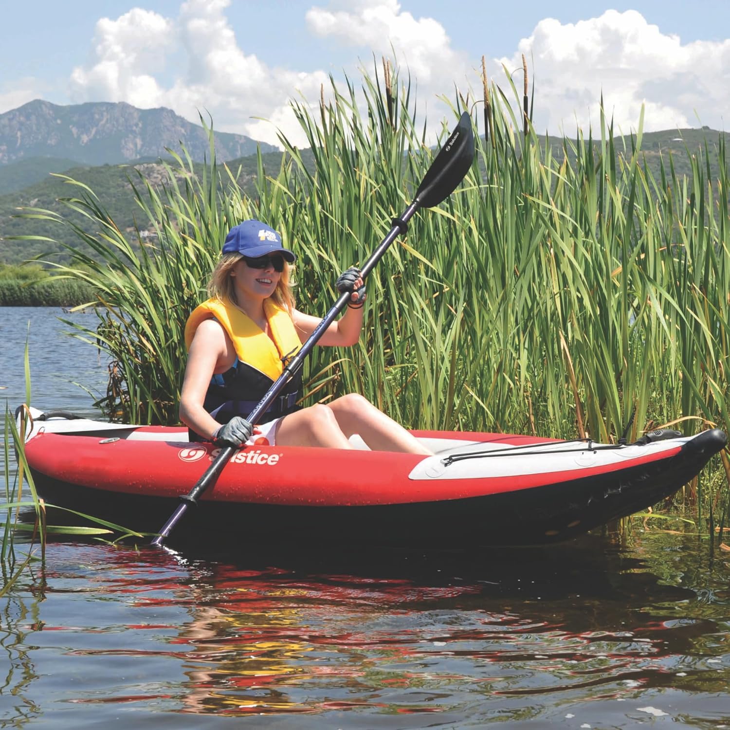 Solstice Flare 1P 9’6″ Inflatable Fishing Kayak – Performance Drop-Stitch Floor, PVC Pontoons, Adjustable Seat & Accessories - Image 4