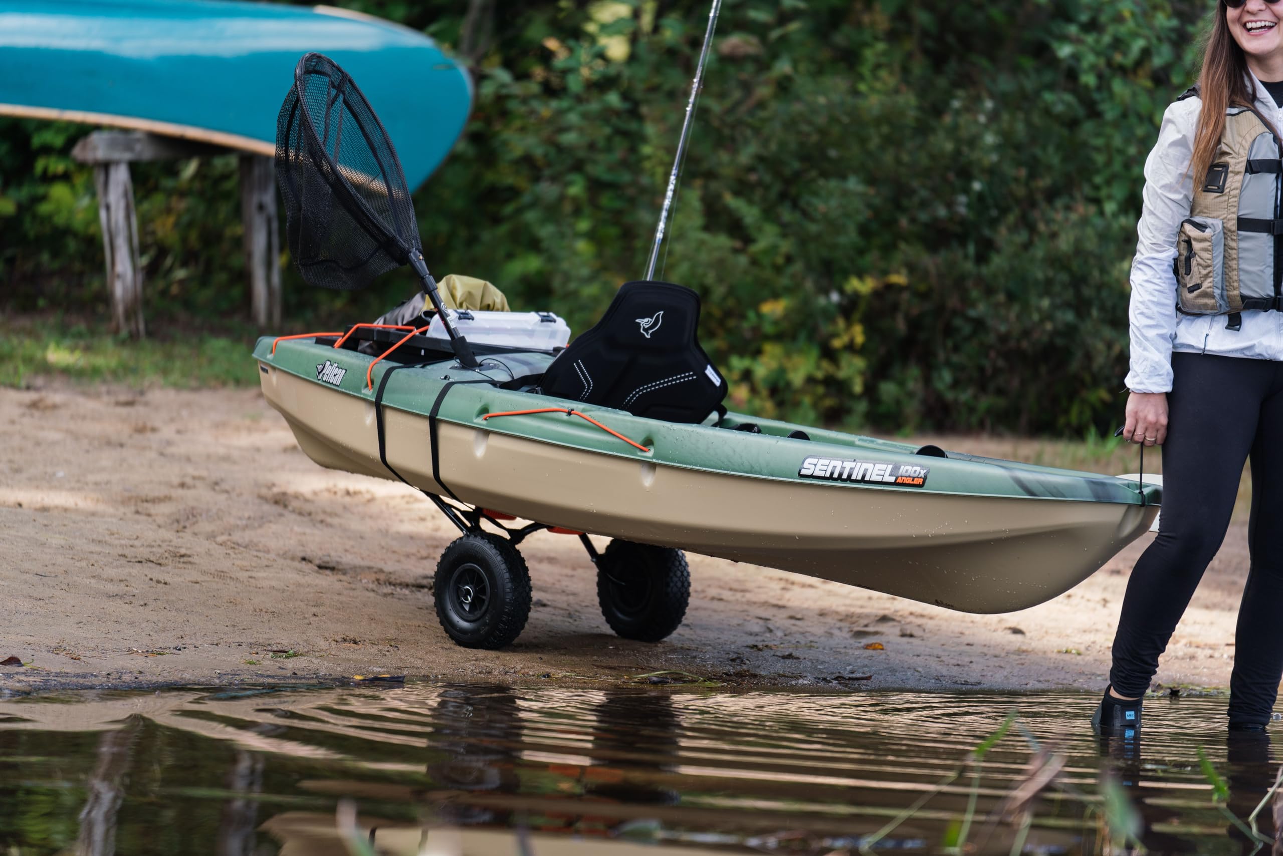 Pelican Sentinel 100X 9′6″ Sit-On-Top Fishing Kayak – Lightweight HDPE Angler Kayak with ERGOLounge™ Seating & ExoPak™ Storage (Forest Mist) - Image 8