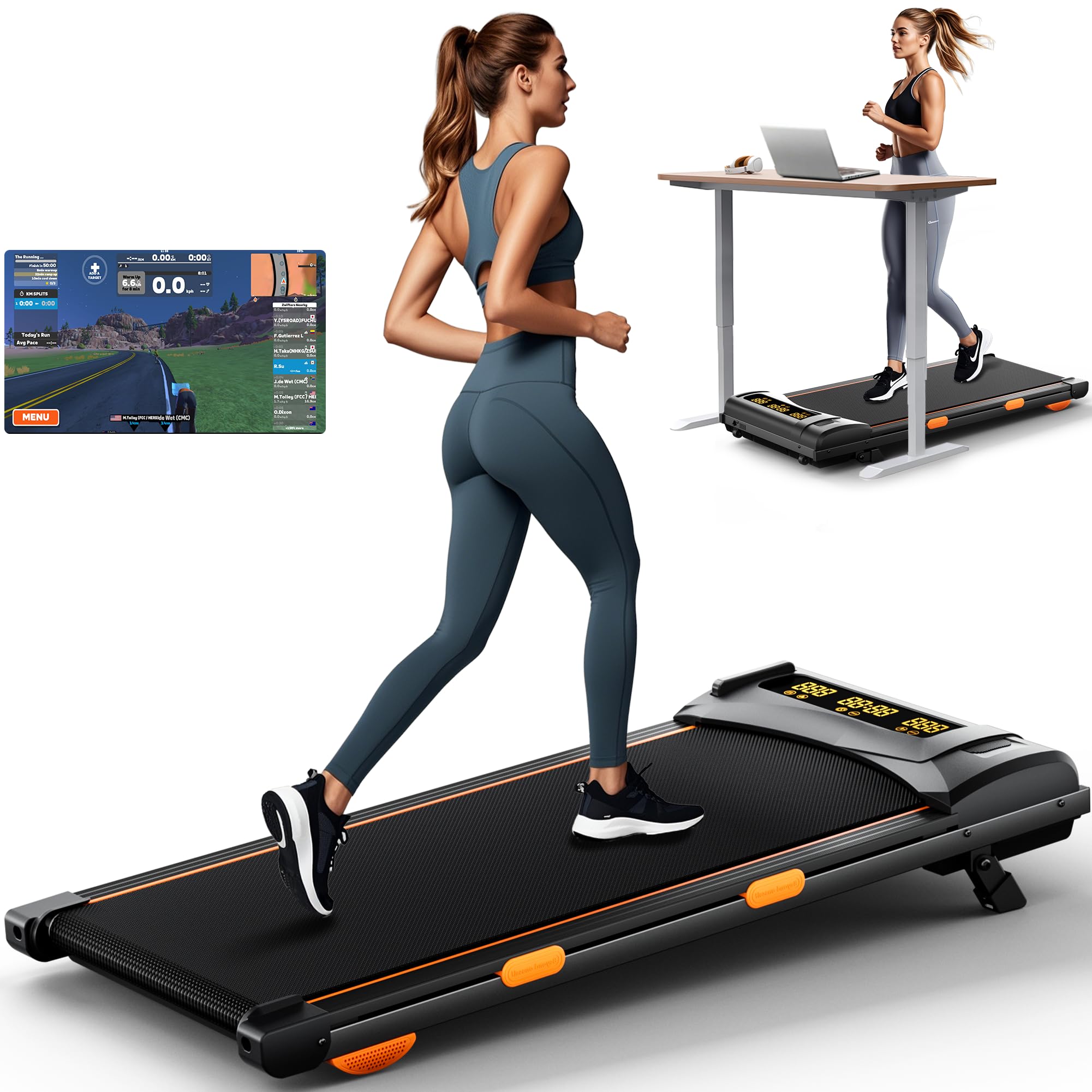 EVKRUN Under-Desk Walking Pad Treadmill – 0.6–12.5 km/h, 12 % Manual Incline, 300 lb (136 kg) Capacity, Large LED Screen, App & Remote Control (Foldable) - Image 2