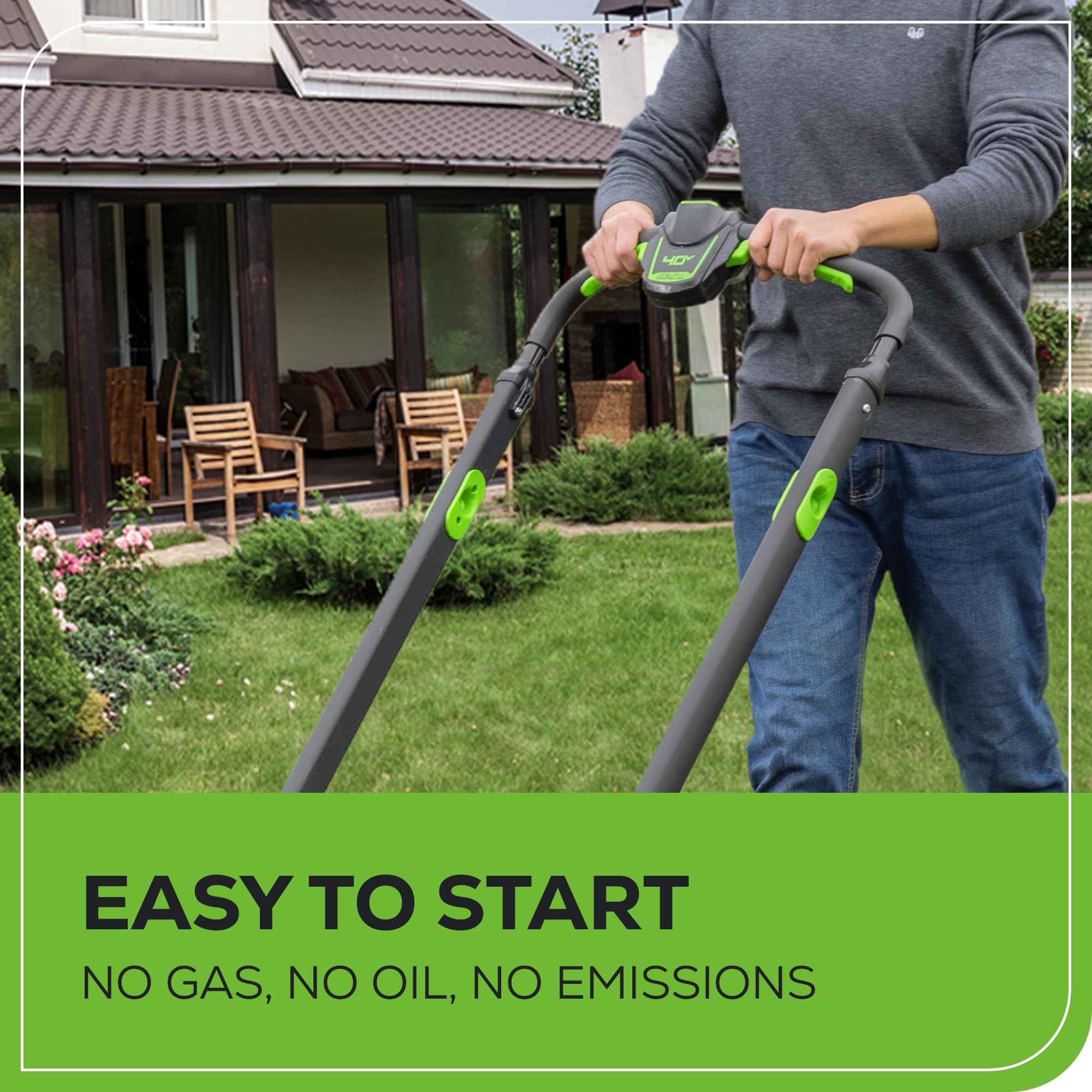 Greenworks 40V Cordless Electric Lawn Mower – 16″ (40.6 cm) Deck, 4.0 Ah Battery, 45 Min Runtime - Image 35