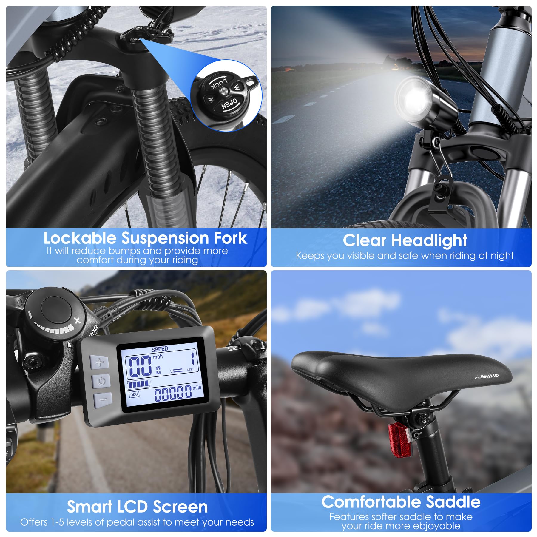 Funhang EB-M1 26″ Electric Mountain Bike – 500 W (1 000 W peak) motor, 48 V 374 Wh removable battery, 35 km h⁻¹ top-speed, up to 80 km range - Image 19