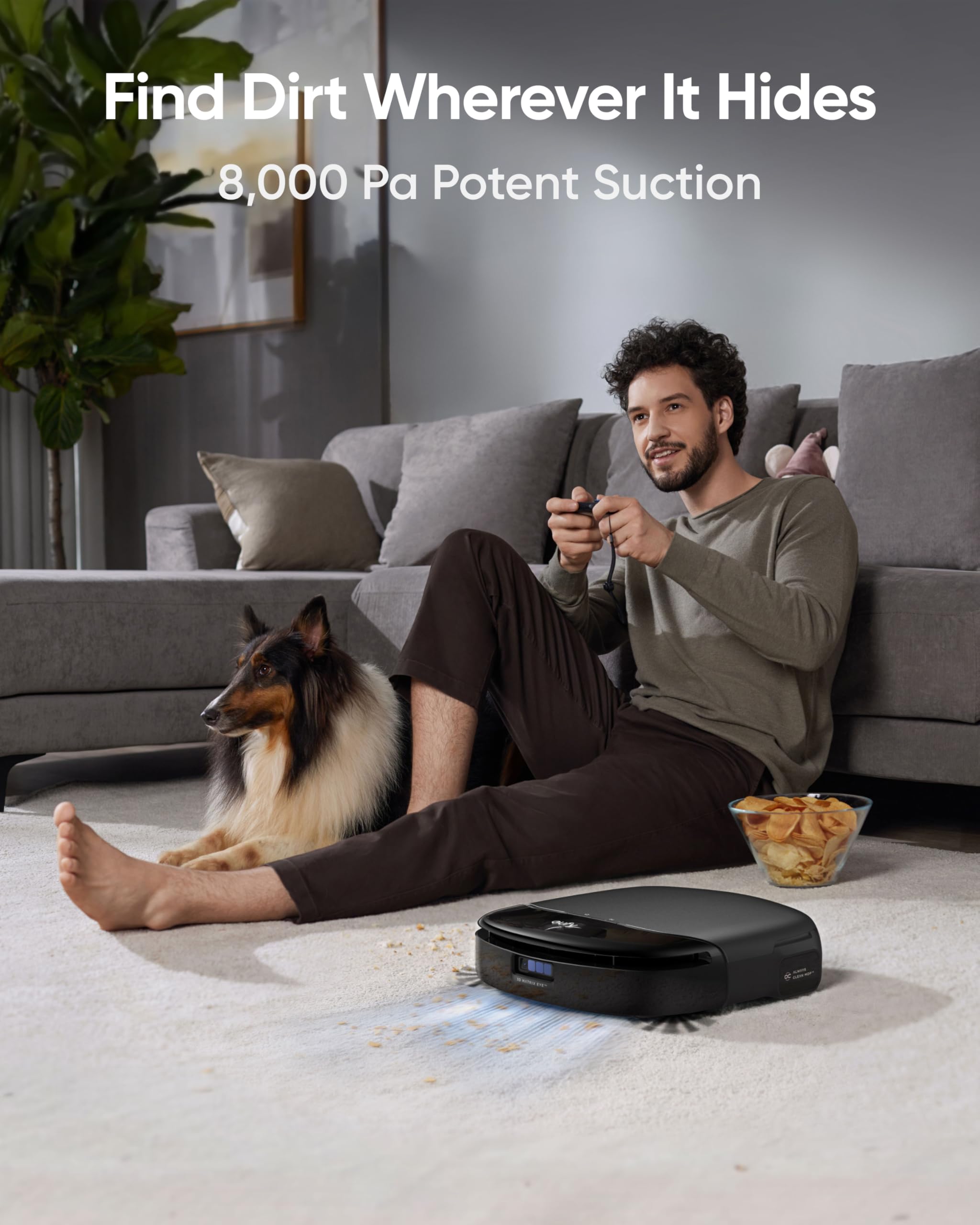 eufy Omni S1 Pro Robot Vacuum and Mop, 8000Pa Suction, Self-Emptying & Mop Washing, HydroJet Ozone Cleaning, Smart Obstacle Avoidance, All-in-One Station - Image 7