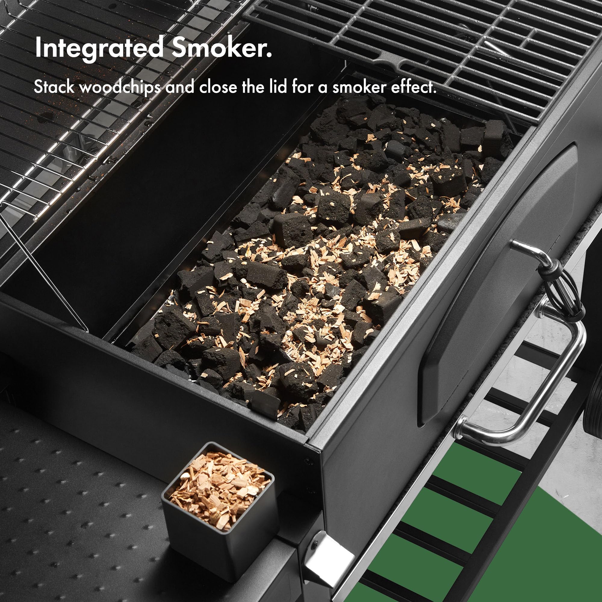 VonHaus XL Charcoal BBQ Grill & Smoker – Portable Barbecue with Warming Rack, Side Shelves, Wheels, Temperature Gauge – Outdoor Cooking for Meat, Fish & Veg - Image 16