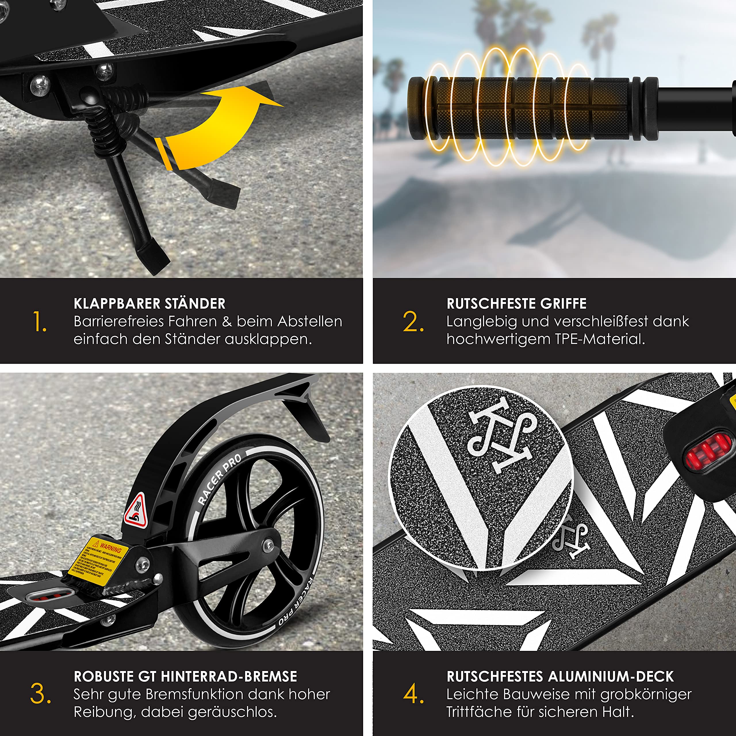 KESSER Pro-S Foldable Kick Scooter – 205 mm Wheels, Lightweight Aluminum, Adjustable Handlebar, 100 kg Max - Image 10