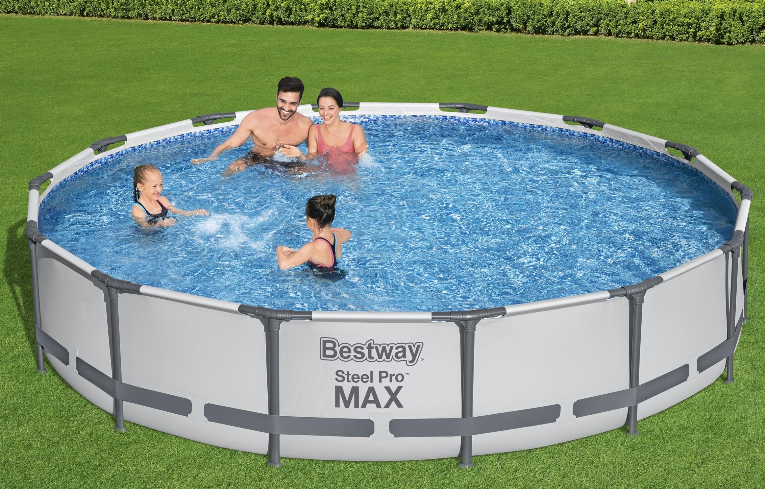 Bestway Steel Pro MAX 12ft (3.66m) x 30in (76cm) Round Above Ground Swimming Pool Set with Filter Pump – 6,473L Capacity – Durable Metal Frame Family Outdoor Pool – Gray - Image 6