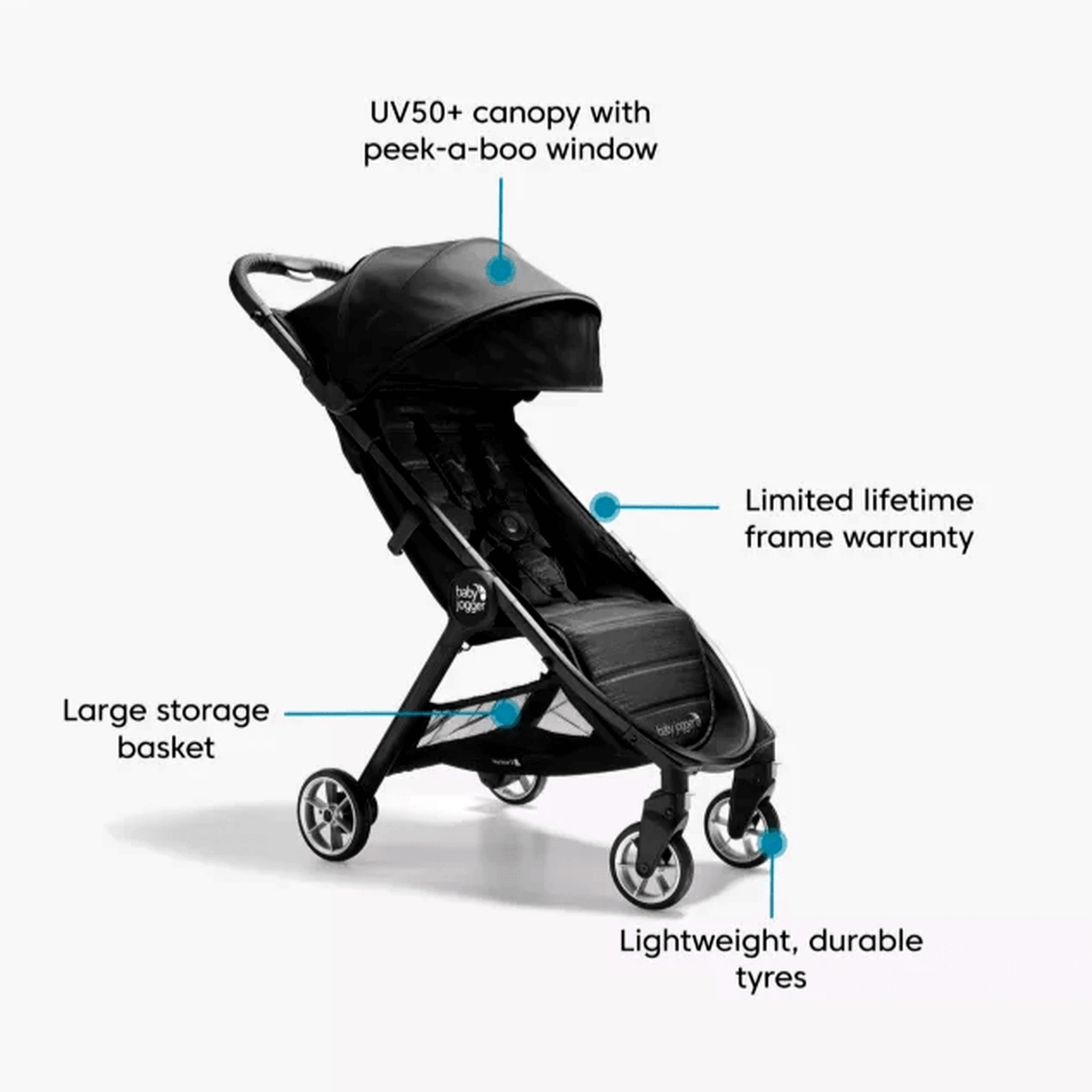 Baby Jogger City Tour 2 Single Compact Stroller Foldable Pushchair Shadow Grey