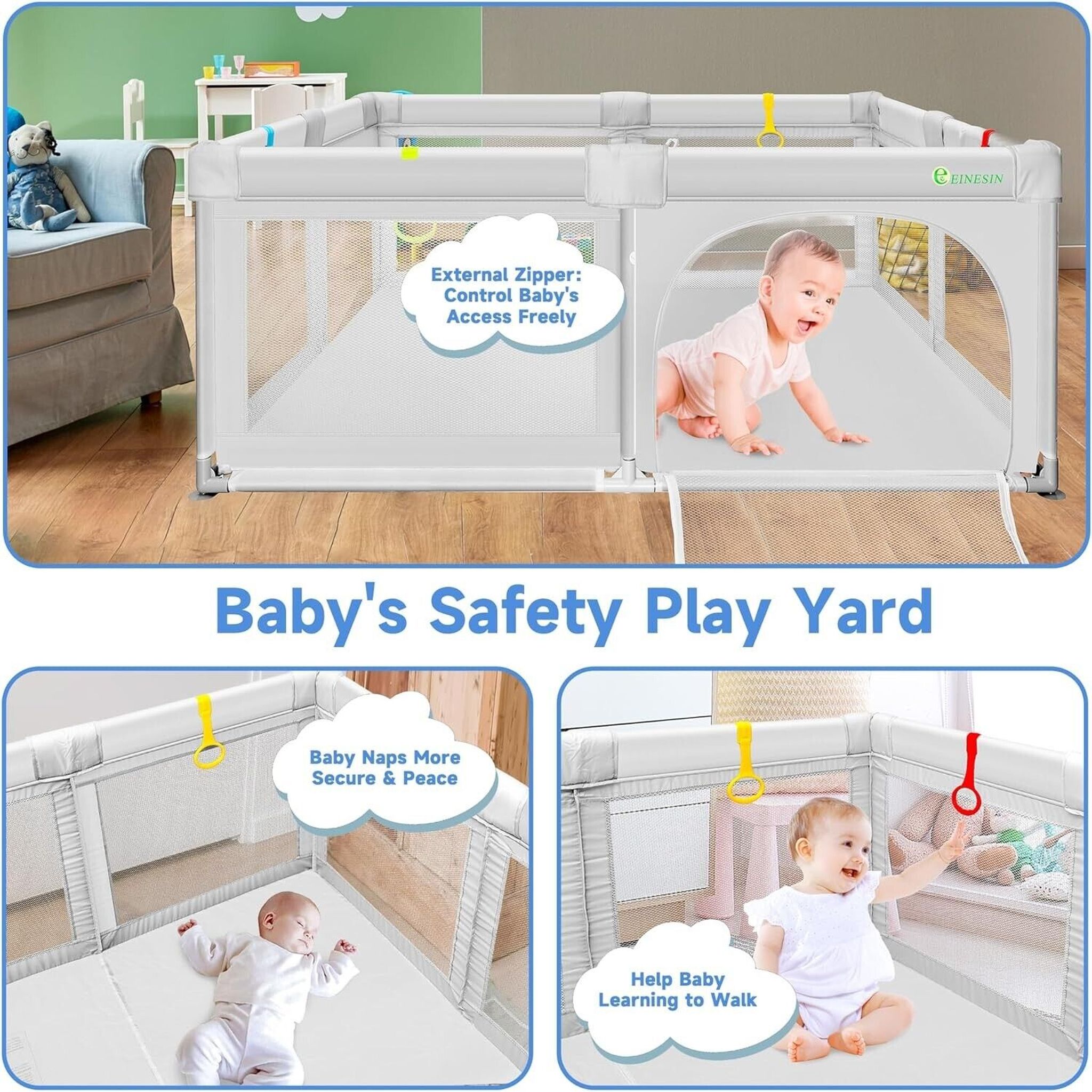 Baby Playpen for Babies and Toddlers Safety Playard with Anti-Collision Foam