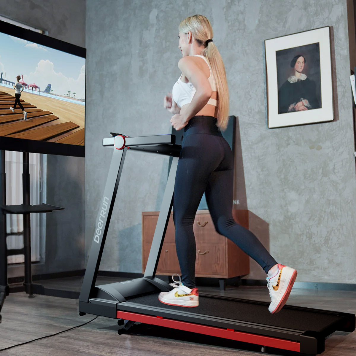 DeerRun A1 Pro Folding Smart Treadmill with 6% Incline - 16 KPH, 158 Kg Capacity
