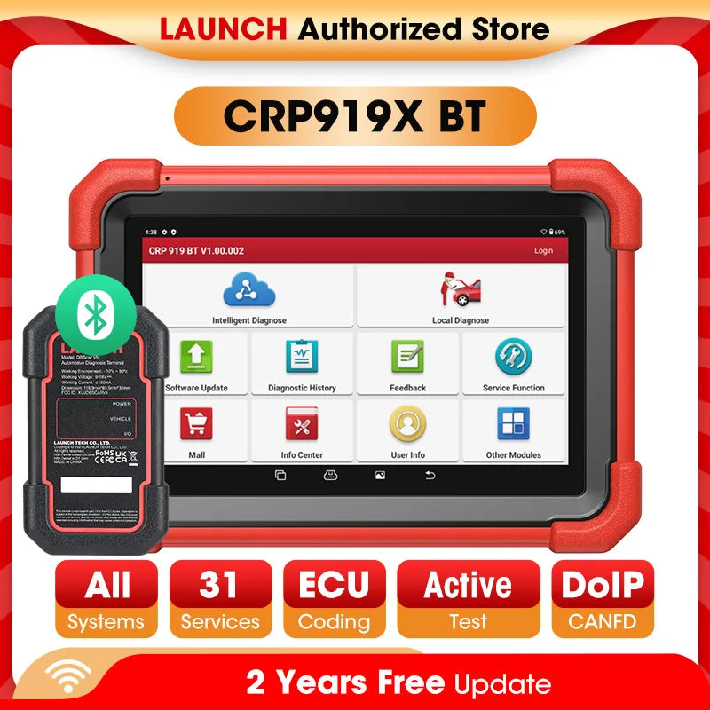 New LAUNCH X431 CRP919X BT OBD2 Scanner Automotive Diagnostic Tools Car CANFD DOIP ECU Coding Professional Scan Free Shipping Only In ElectoGb